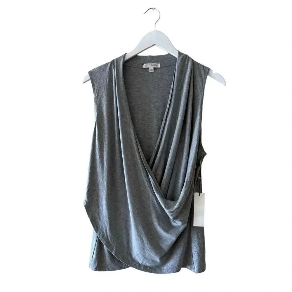 Nine Britton Solid Gray Wrap Front Crossover Fron… - image 2